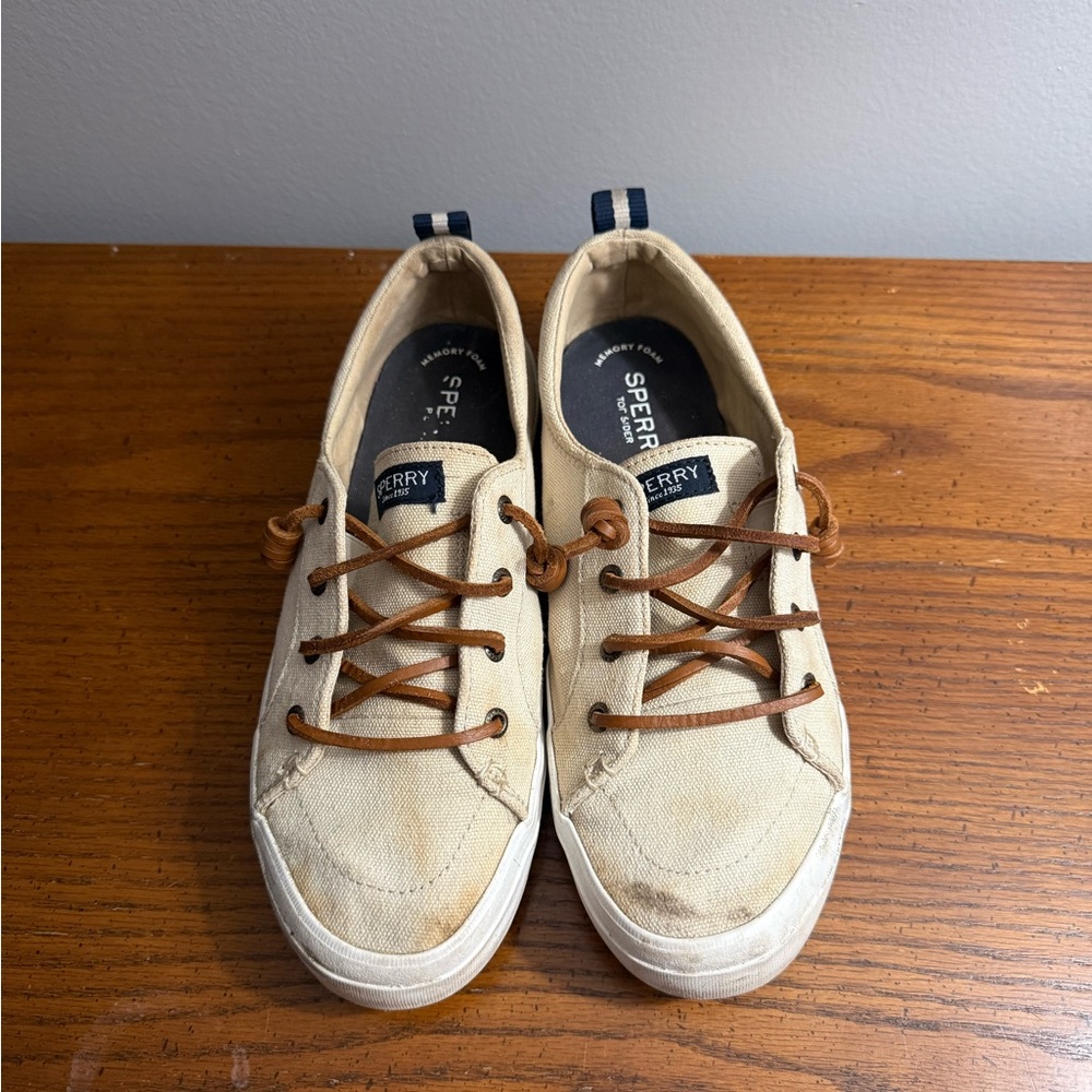 Sperry Women's Tan Canvas Boat Shoes